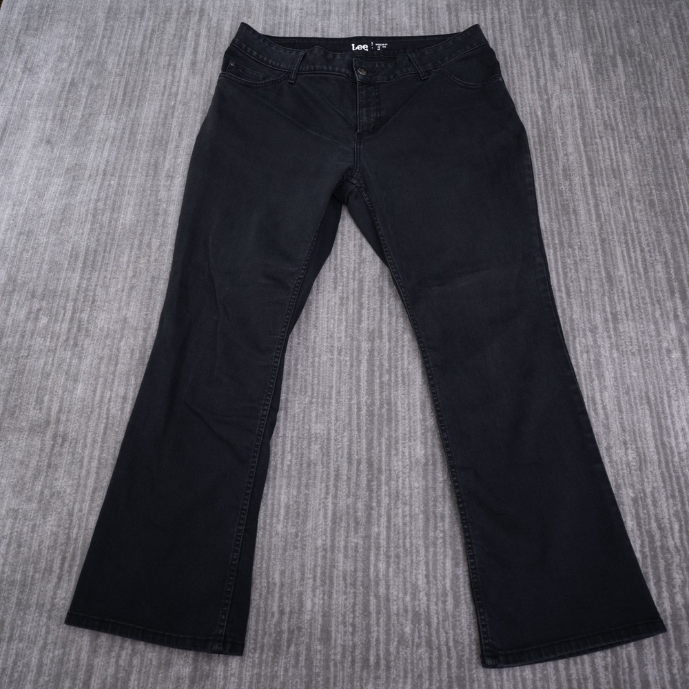 Lee Regular Fit Bootcut Jeans Womens 16M Black Mid Rise Denim Pants 39x28.5‎